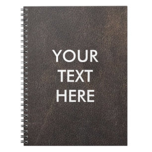 Customisable Dark Brown Leather Background Notebook