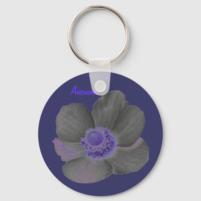 Customisable Dark Dreams Anemone Flower Keychain (Front)