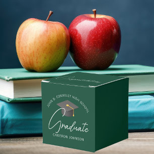 Customisable Dark Green Modern Graduation Party Favour Box