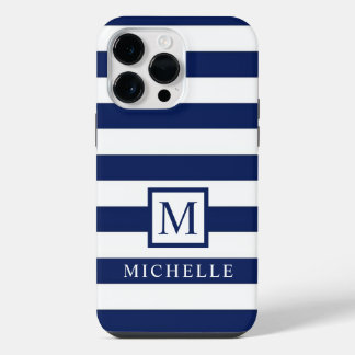 Customisable Dark Navy Blue White Colour block   iPhone 14 Pro Max Case