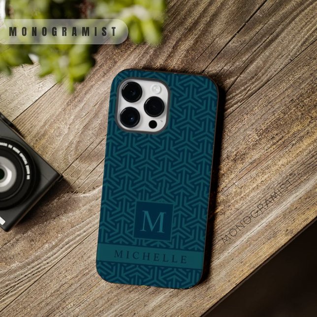 Customisable Dark Teal Blue Green Geometric  Case-Mate iPhone Case (Customizable Dark Teal Blue Green Geometric Case-Mate iPhone Case)