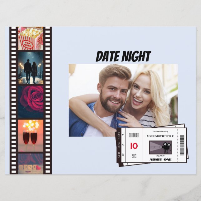 Customisable Date Night Movie Scrapbook Page (Front)