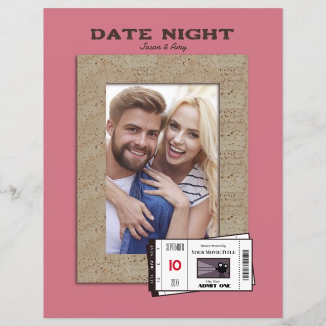 Customisable Date Night Premade Scrapbook Page (Front)