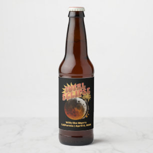 Customisable Date Total Eclipse Modern Vintage 90s Beer Bottle Label