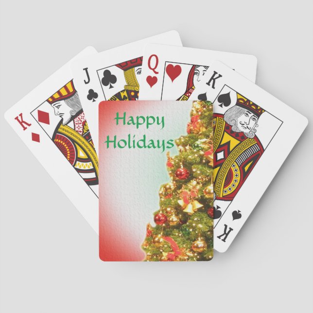 Customisable decorated christmas tree playing cards (Back)