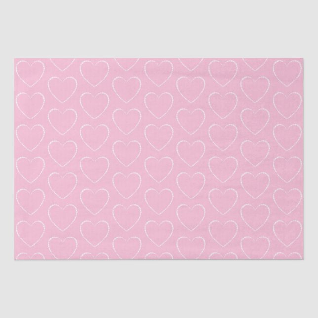 Customisable Decorated Pink Hearts Tissue Paper (Front)