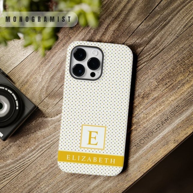 Customisable Deep Saffron Yellow White Polka Dot Case-Mate iPhone Case (Customizable Deep Saffron Yellow White Polka Dot Case-Mate iPhone Case)