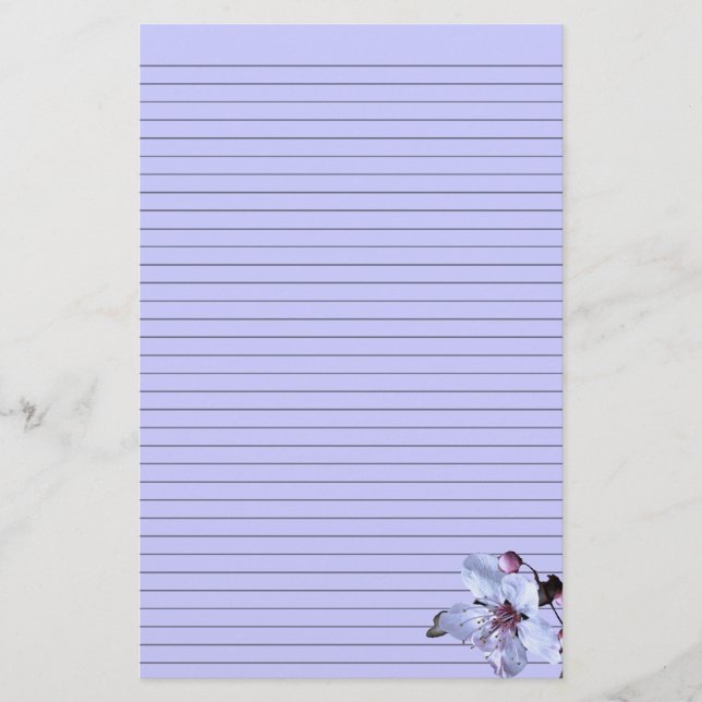 Customisable Delicate Flower Stationery - lined (Front)