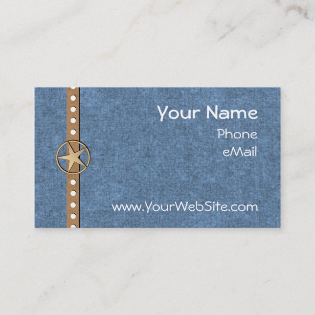 Customisable Denim Lonestar Business Cards (Front)