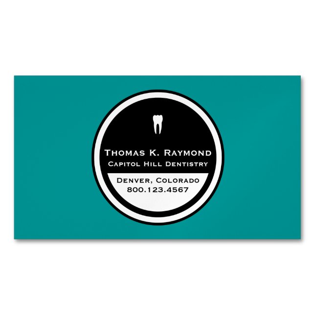 Customisable Dentistry Circle Magnetic Business Card (Front)