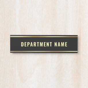 Customisable Department Name Template Black Gold Door Sign