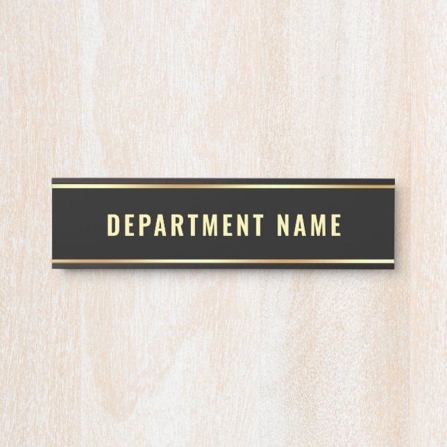 Customisable Department Name Template Black Gold Door Sign (Front)