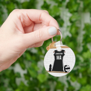 Customisable design netball black and white key ring