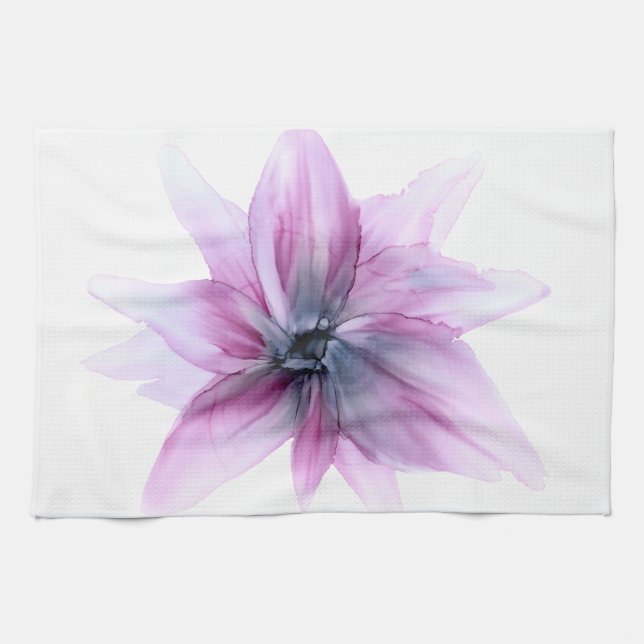Customisable! designer dahlia--large flower- tea towel (Horizontal)