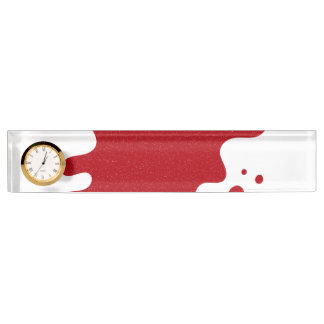 Customisable Desk Clock Nameplate – Red Noise