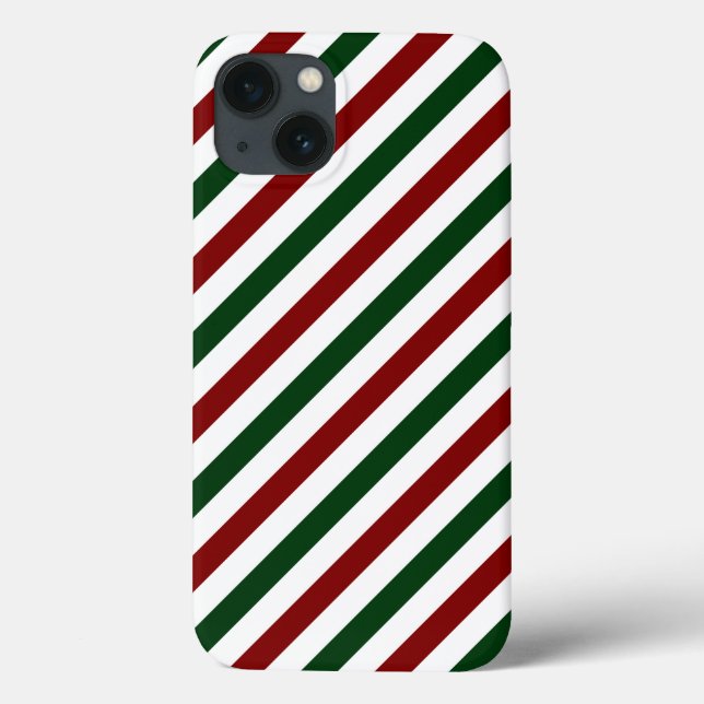 Customisable Diagonal Christmas Stripes iPhone Case-Mate iPhone Case (Back)