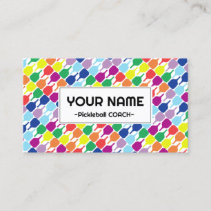 Customisable💚❤️💛💙 diagonal pickleball paddles business card