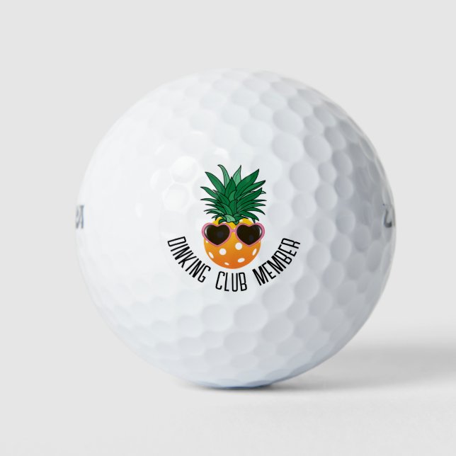 Customisable Dinking club, Pickleball pineapple  Golf Balls (Front)