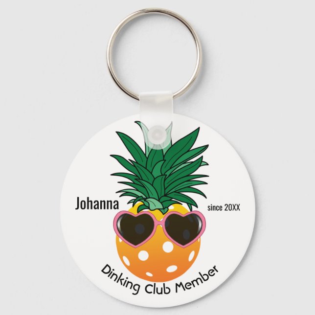 Customisable Dinking club,  Pickleball pineapple Key Ring (Front)