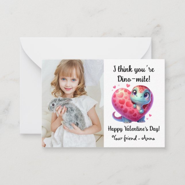 Customisable Dino-mite Valentine’s Day Classroom Card (Front)