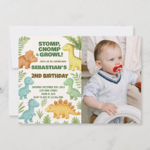 Customisable Dino Party Invite with photo
