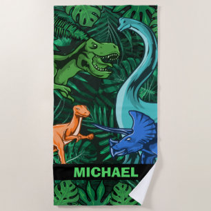 Customisable Dinosaur Kids Dino Jurassic Trex Boy Beach Towel