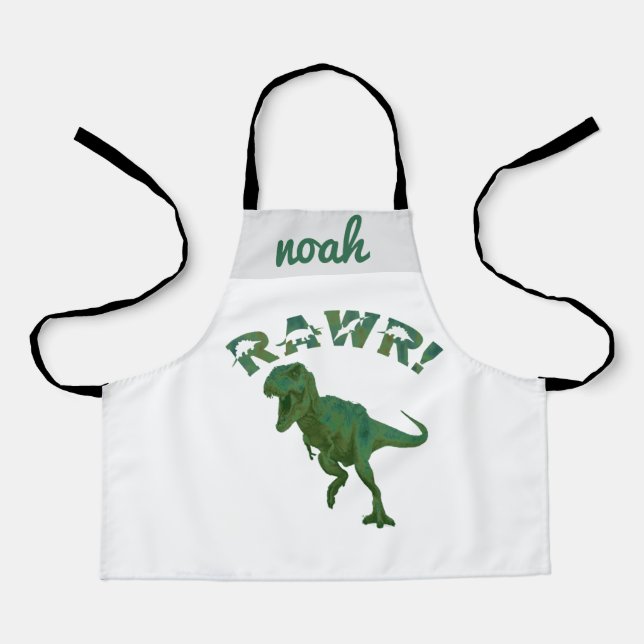 Customisable Dinosaur Youth Chef Personalised Kids Apron (Front)