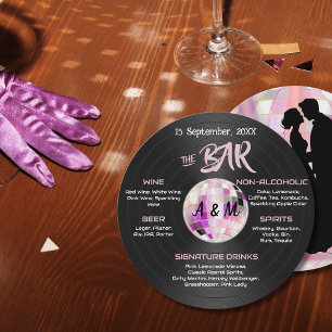 Customisable Disco Wedding Bar Menu