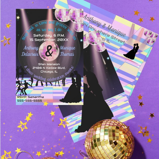 Customisable Disco Wedding Invitation (Creator Uploaded)