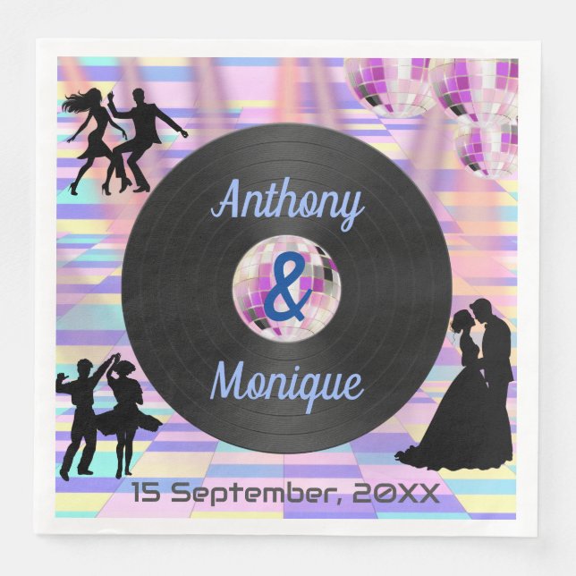 Customisable Disco Wedding Napkin (Front)