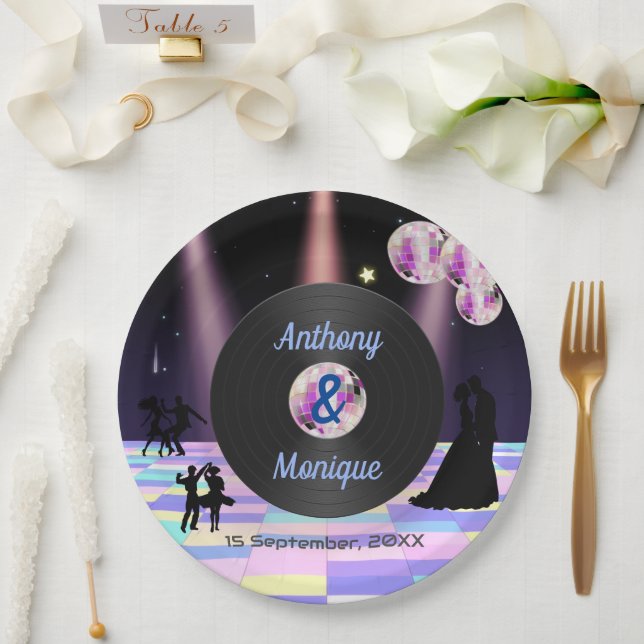 Customisable Disco Wedding Paper Plate (Wedding)