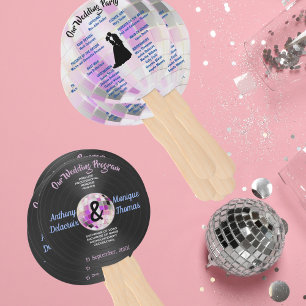 Customisable Disco Wedding Program Hand Fan