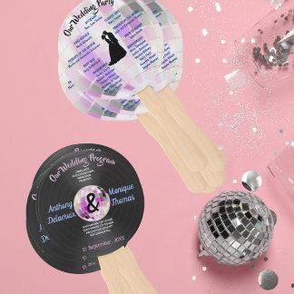 Customisable Disco Wedding Program Hand Fan