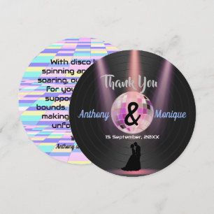 Customisable Disco Wedding Thank You Card