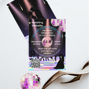 Customisable Disco Wedding Website Card