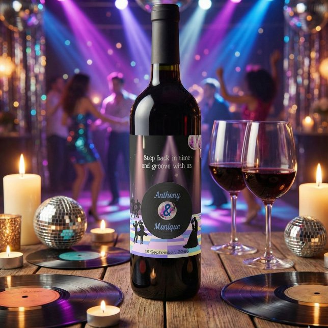 Customisable Disco Wedding Wine Label (Creator Uploaded)