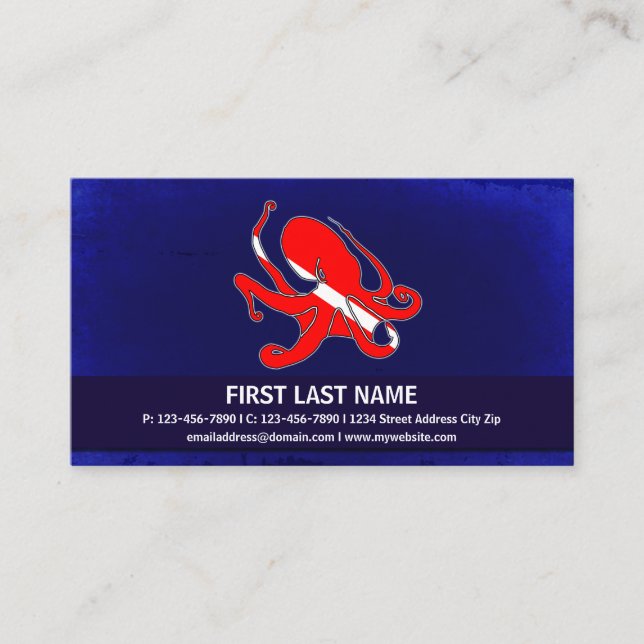 Customisable dive flag octopus business cards (Front)