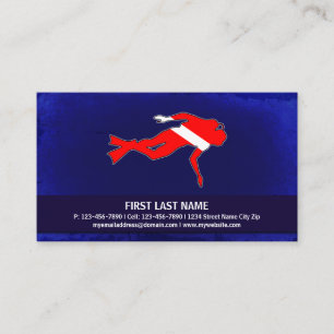 Customisable dive flag scuba diver business cards