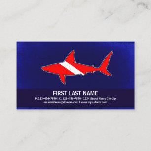 Customisable dive flag shark scuba business cards