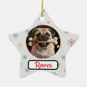 Customisable Dog And Bone Pet Star Christmas Ceramic Tree Decoration