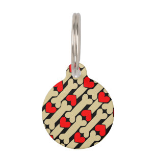 Customisable Dog Bone Hearts Pet Tag