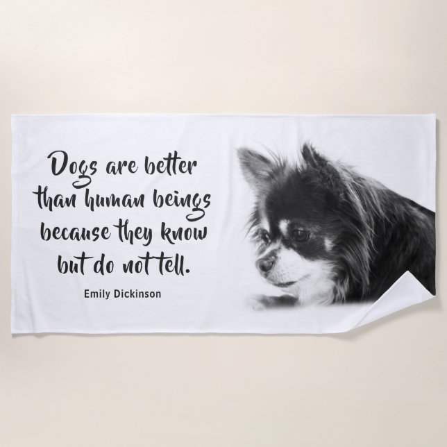 Customisable Dog & Emily Dickinson's Quote Beach Towel (Front)