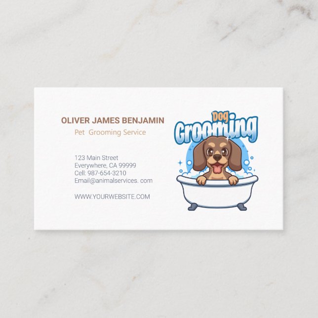 Customisable Dog Grooming Professional and Stylish Business Card (Front)