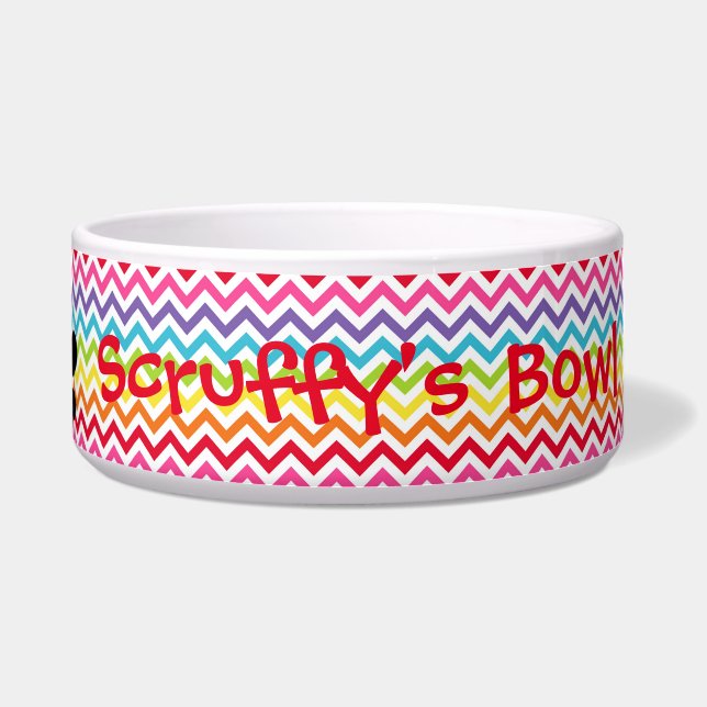 Customisable Dog Name Rainbow Chevron Paw Print (Front)
