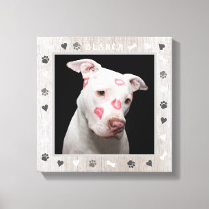Customisable Dog Photo and Personalise Name Rustic Canvas Print