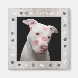 Customisable Dog Photo and Personalise Name Rustic Magnet