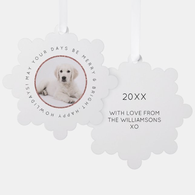 Customisable Dog Photo Christmas Ornament Card  (Front/Back)