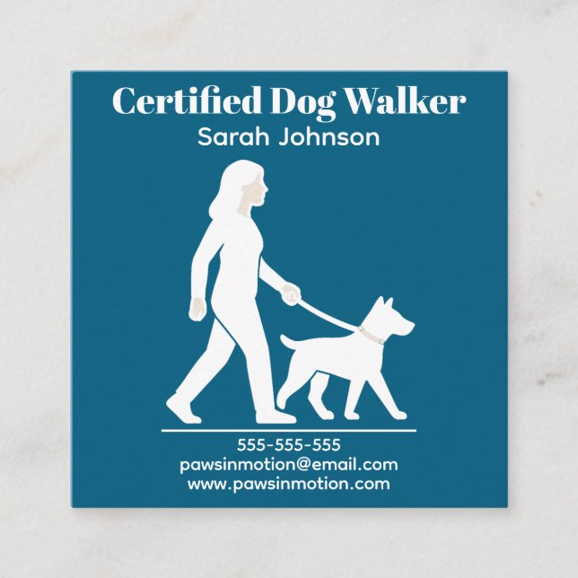 Customisable Dog Walker Minimalist Logo Square Business Card (Front)