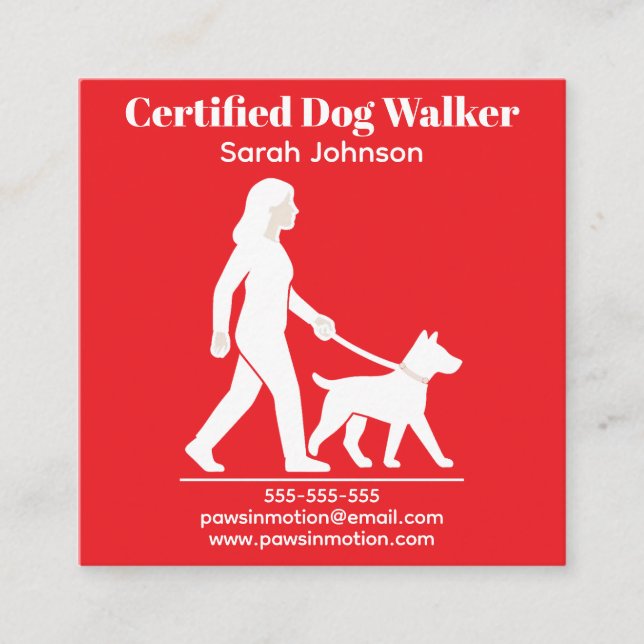 Customisable Dog Walker Minimalist Logo Square Business Card (Front)