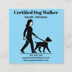 Customisable Dog Walker Minimalist Logo Square Business Card